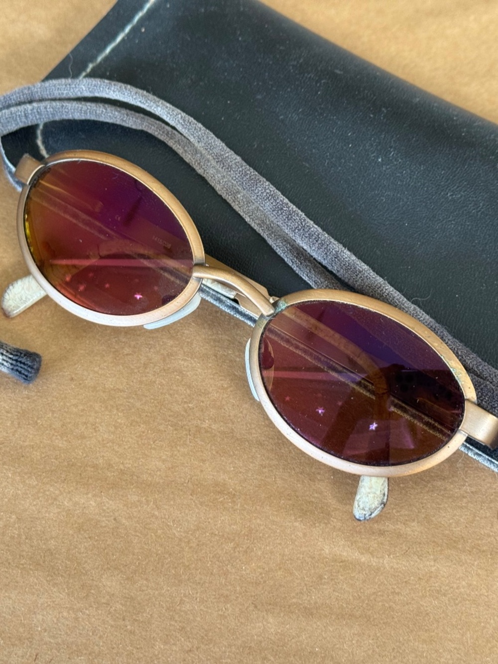 Vintage Revo Sunglasses Rose Mirror Lens - w Croakies & Soft Case